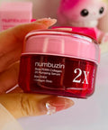 A detailed view of the Numbuzin No.2 serum bottle, showcasing the minimalist branding and the specialized formula designed for skin elasticity