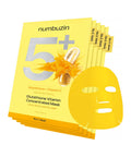 The outer retail box and an individual packet of the Numbuzin No.5 Glutathione Vitamin Concentrated Mask, displaying the minimalist packaging and intensive brightening formula