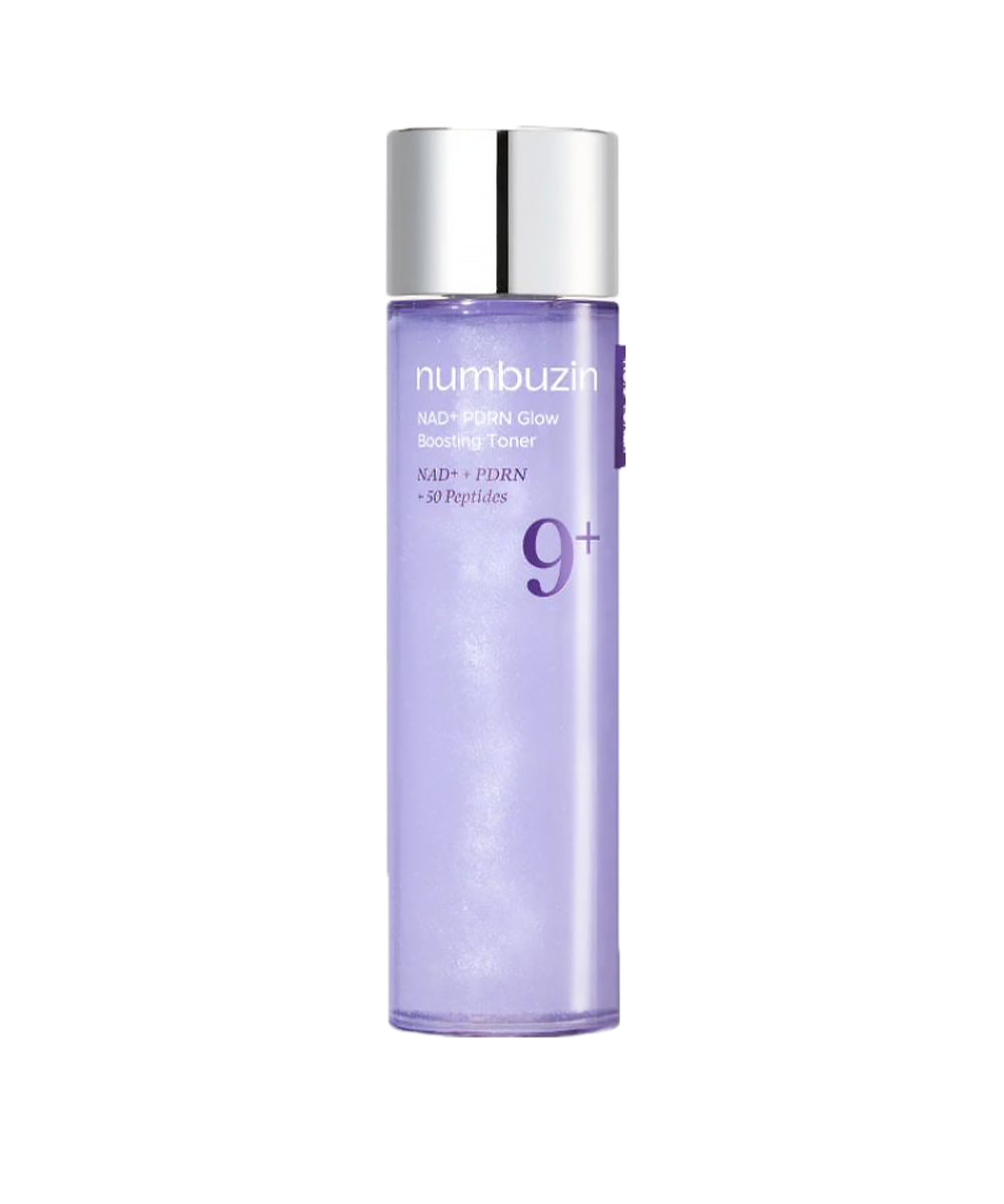 Purple skincare bottle with silver cap on a white background