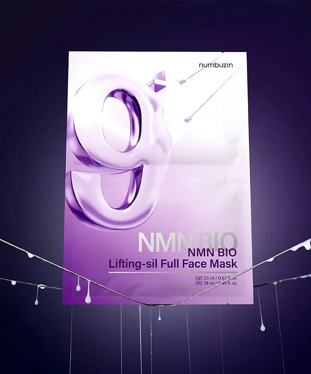 NMN BIO lifting-sil full face mask packaging on a dark background
