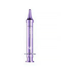 Purple cosmetic serum bottle on a white background