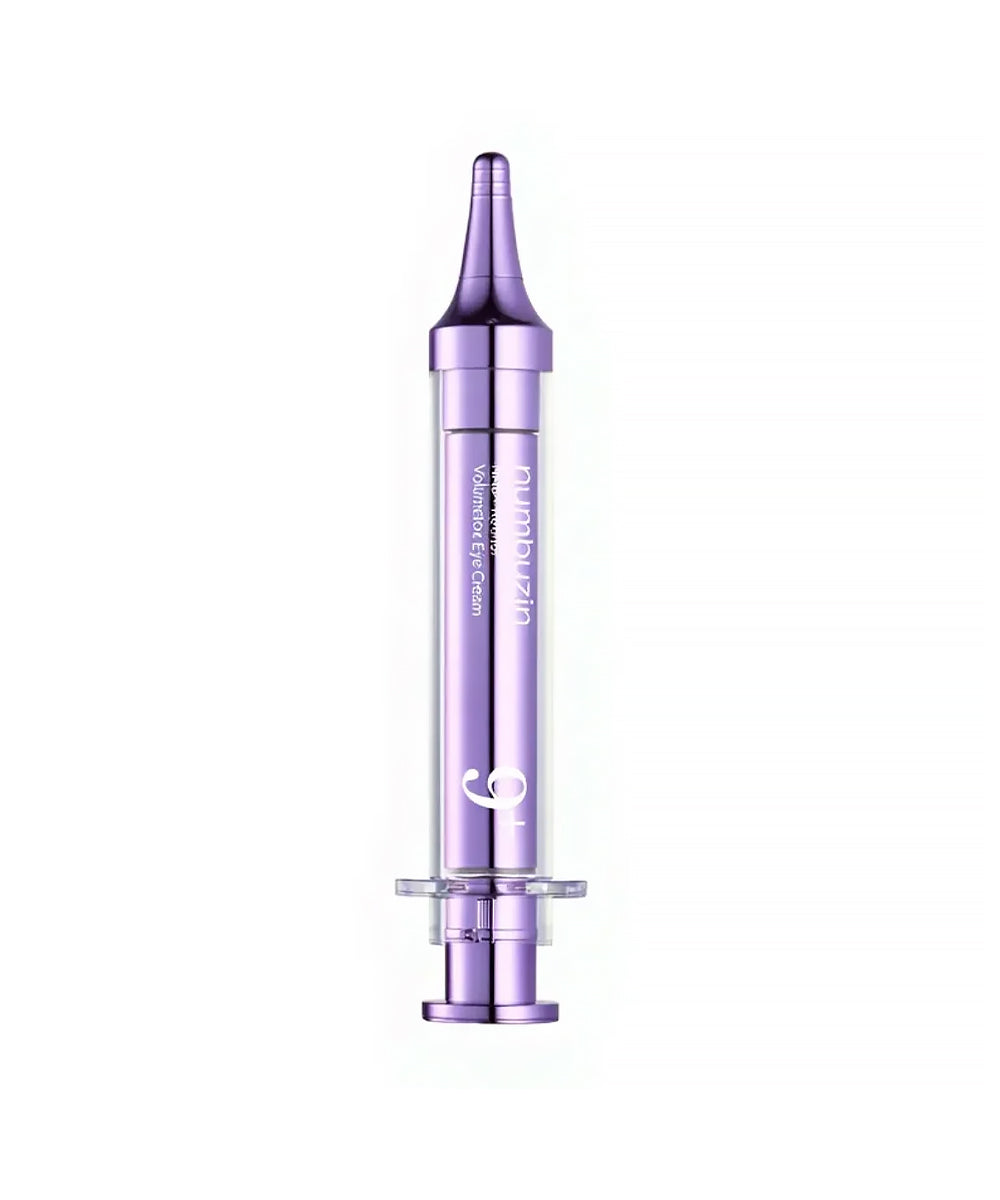 Purple cosmetic serum bottle on a white background