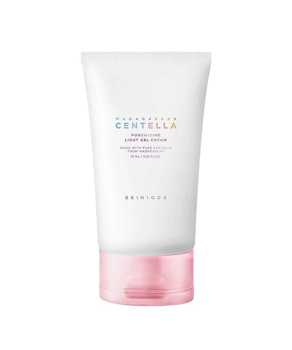 Skincare tube with pink cap on a white background
