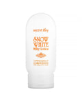 White lotion bottle with 'secret Key Snow White Milky Lotion' text on a white background