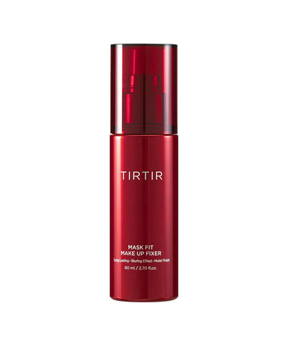 Red bottle of TIRTIR Mask Fit Makeup Fixer on a white background