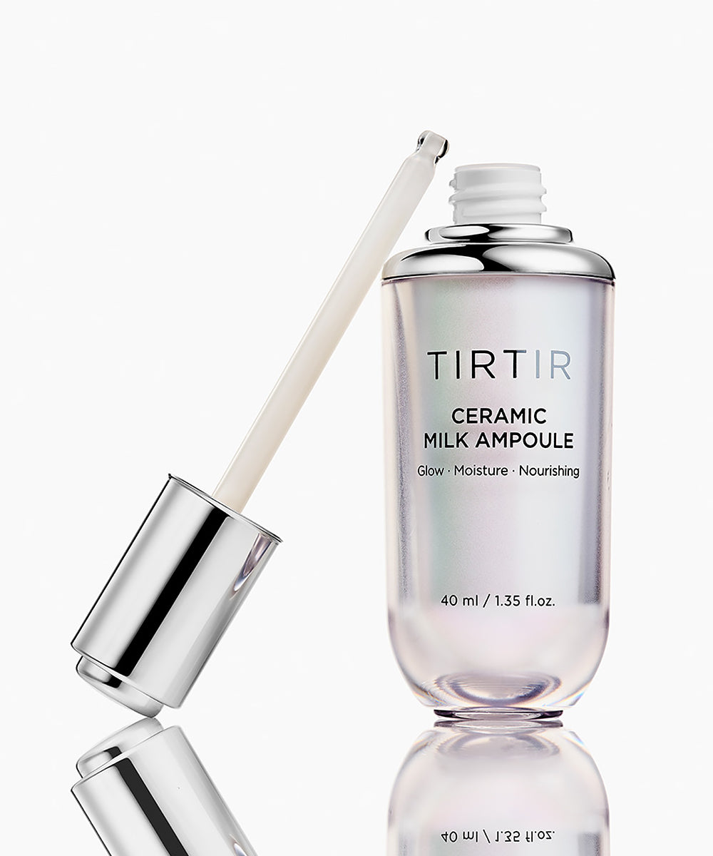 TIRTIR Ceramic Milk Ampoule bottle with dropper on a white background