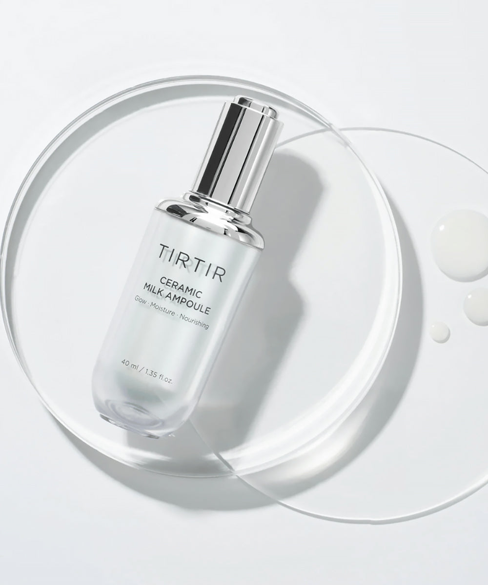 TIRTIR ceramic milk ampoule bottle on a white background