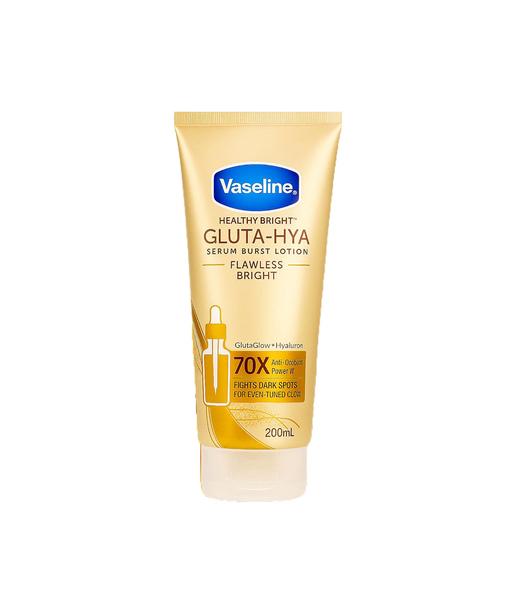 Vaseline Healthy Bright Gluta-Hya serum burst lotion on a white background