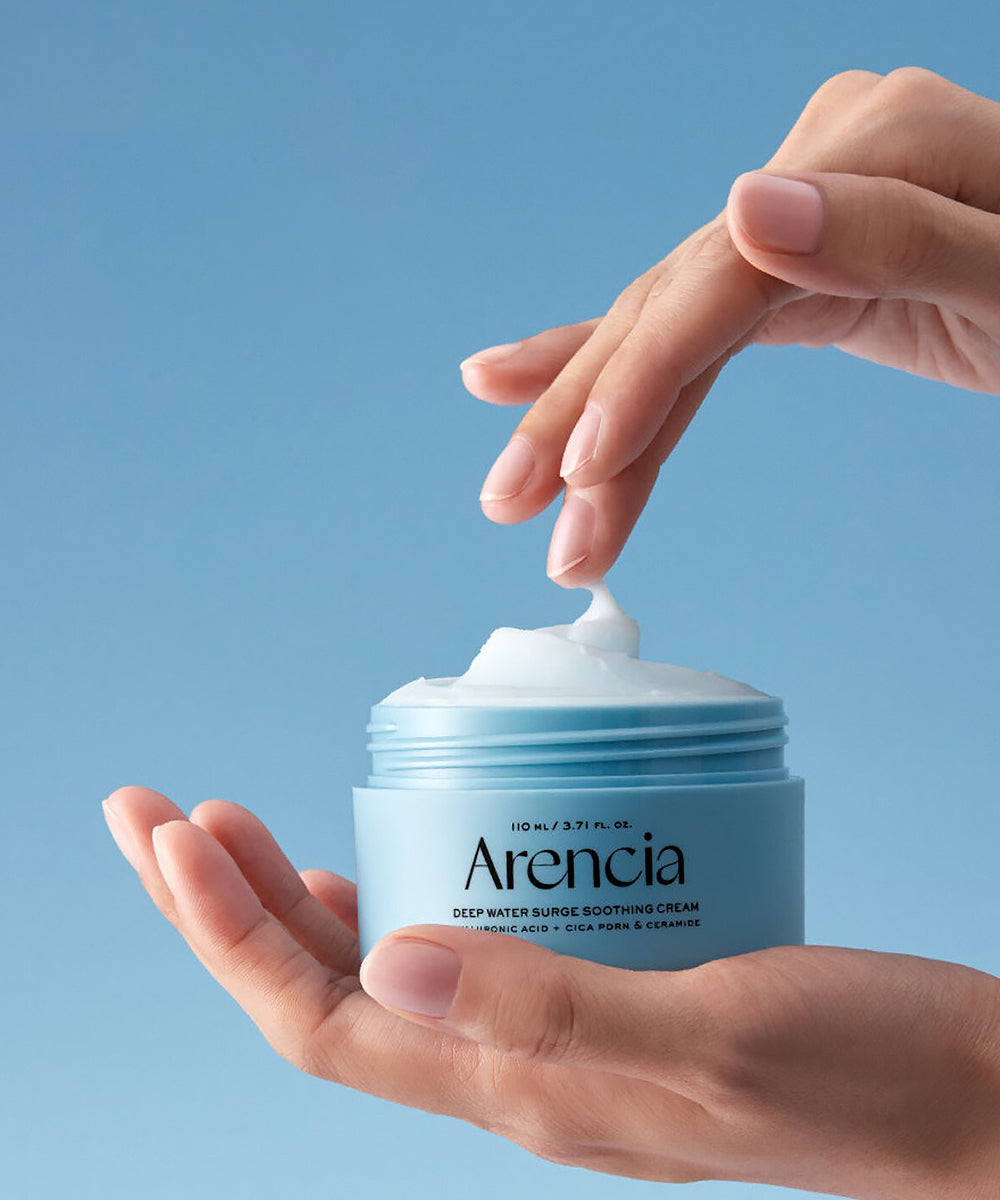 Arencia Deep Water Surge Soothing Cream - triple hyaluronic acid and Cica-PDRN soothing face cream ingredients