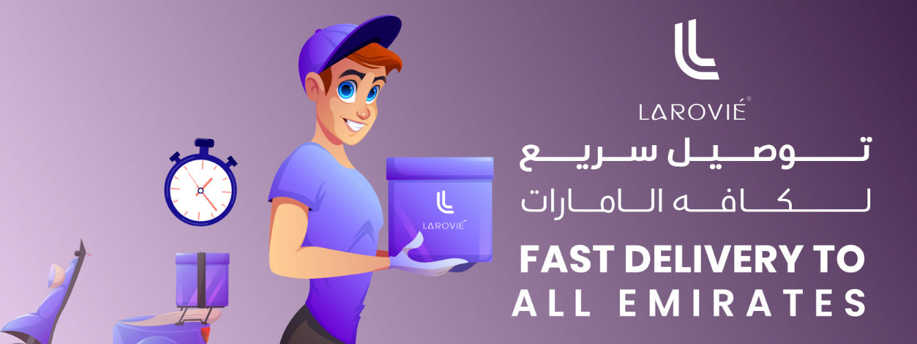Larovie fast delivery service to all UAE emirates – original beauty products delivered quickly with professional courier